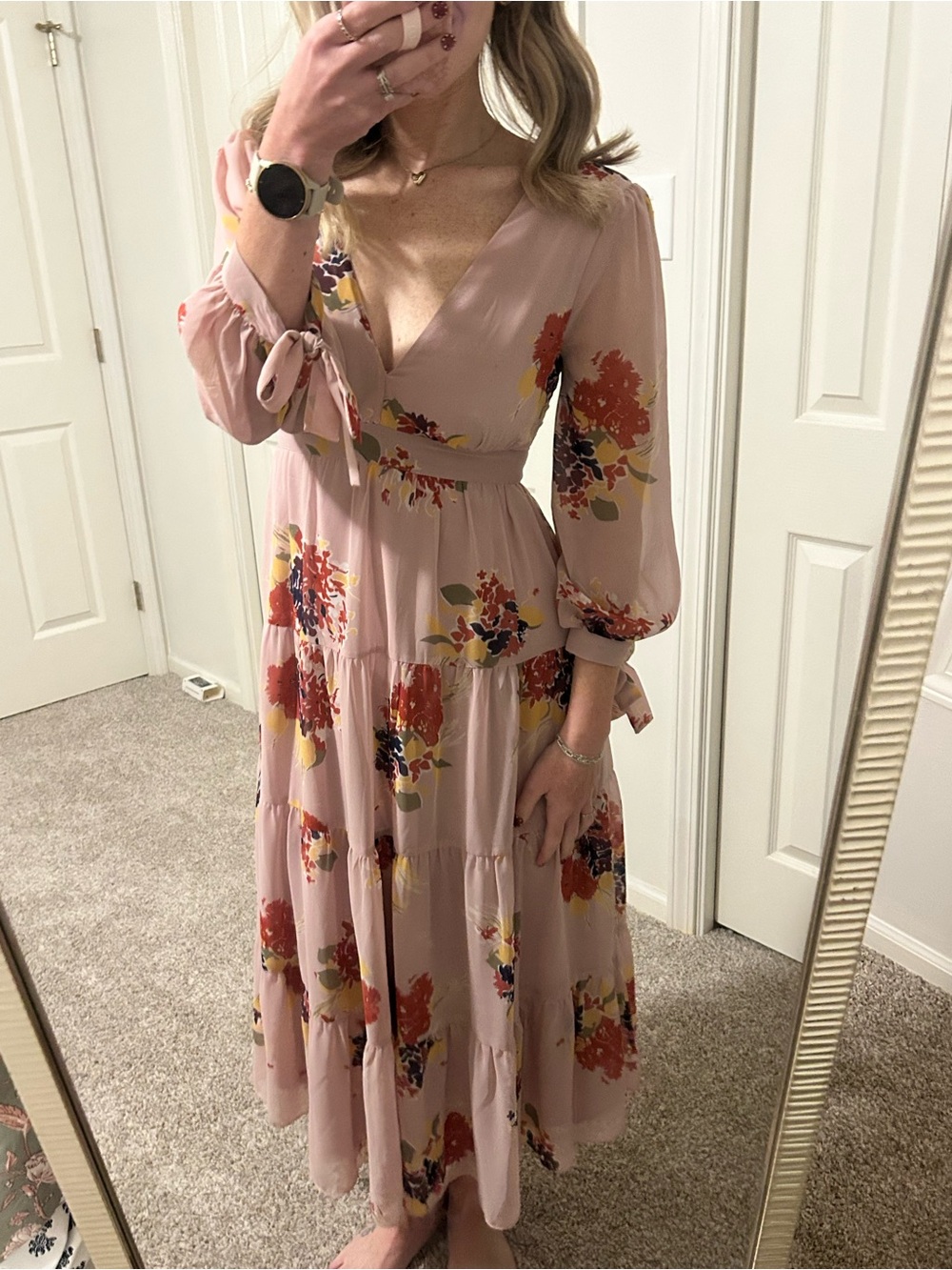 Madewell Dusty Blush Floral Midi Dress
